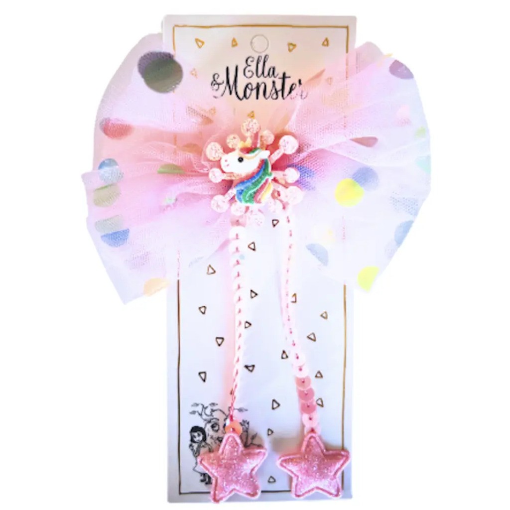 Hårclips Big Unicorn Bow Rose