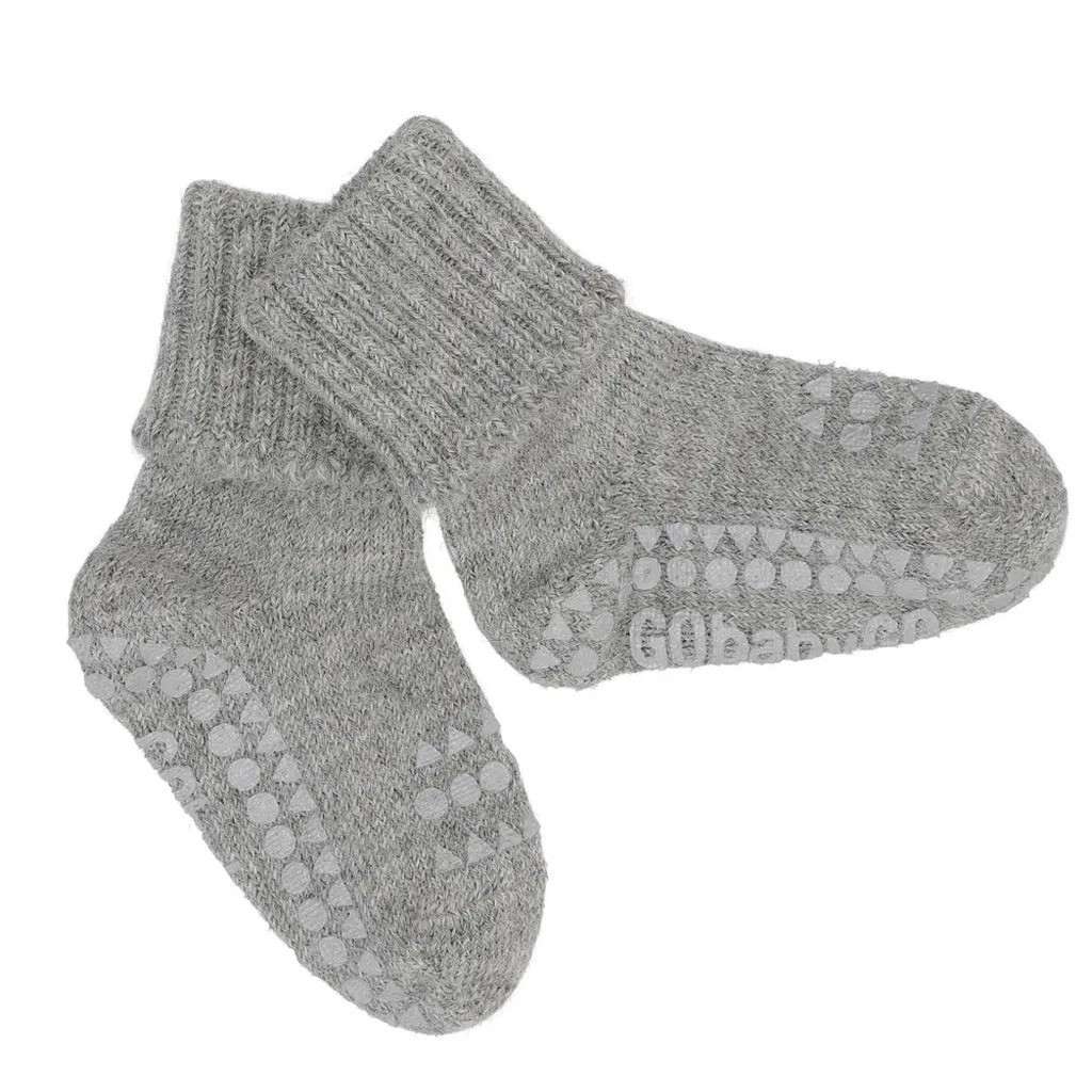 Skridsikre Strømper Alpaca Uld - Grey melange - 1-2 ÅR
