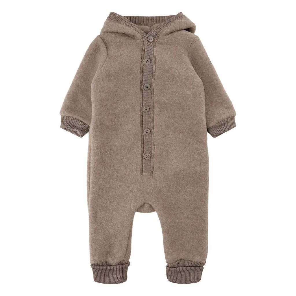 Uld Heldragt m. Hætte - Melange denver - 80 CM