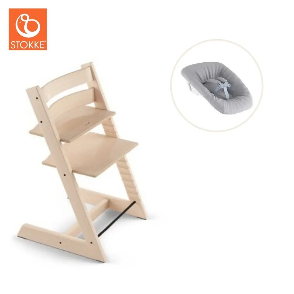 Højstol bøg inkl. newborn sæt - natural