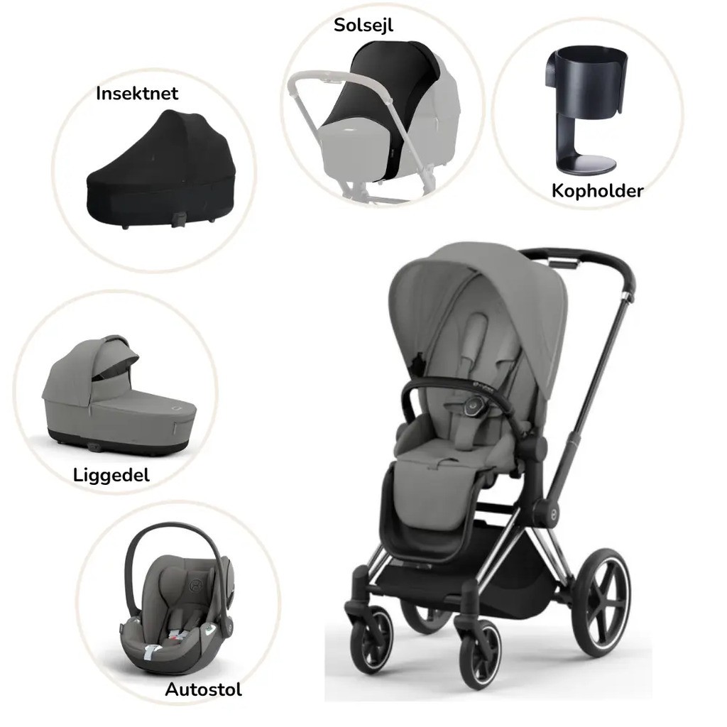 Priam pakke - mirage grey/chrome black