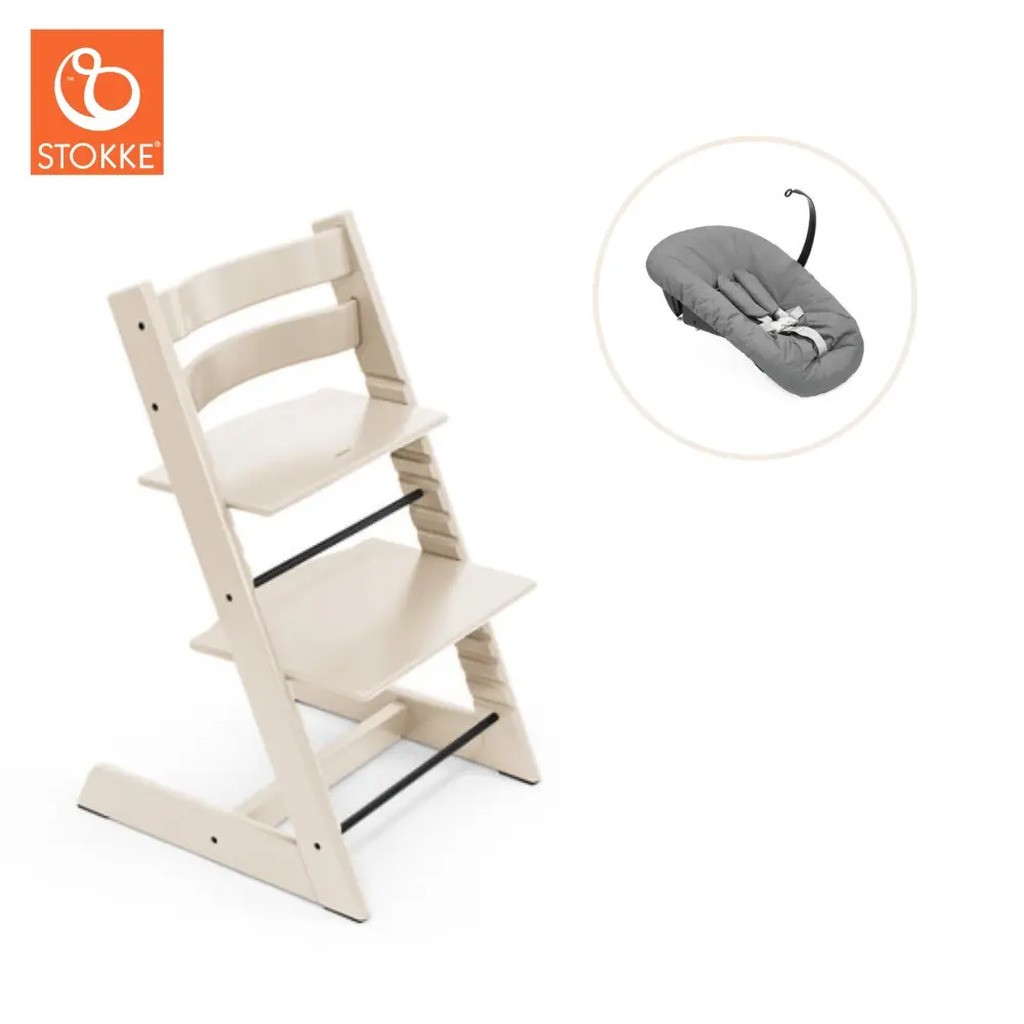 Højstol bøg inkl. newborn sæt - Vanilla white