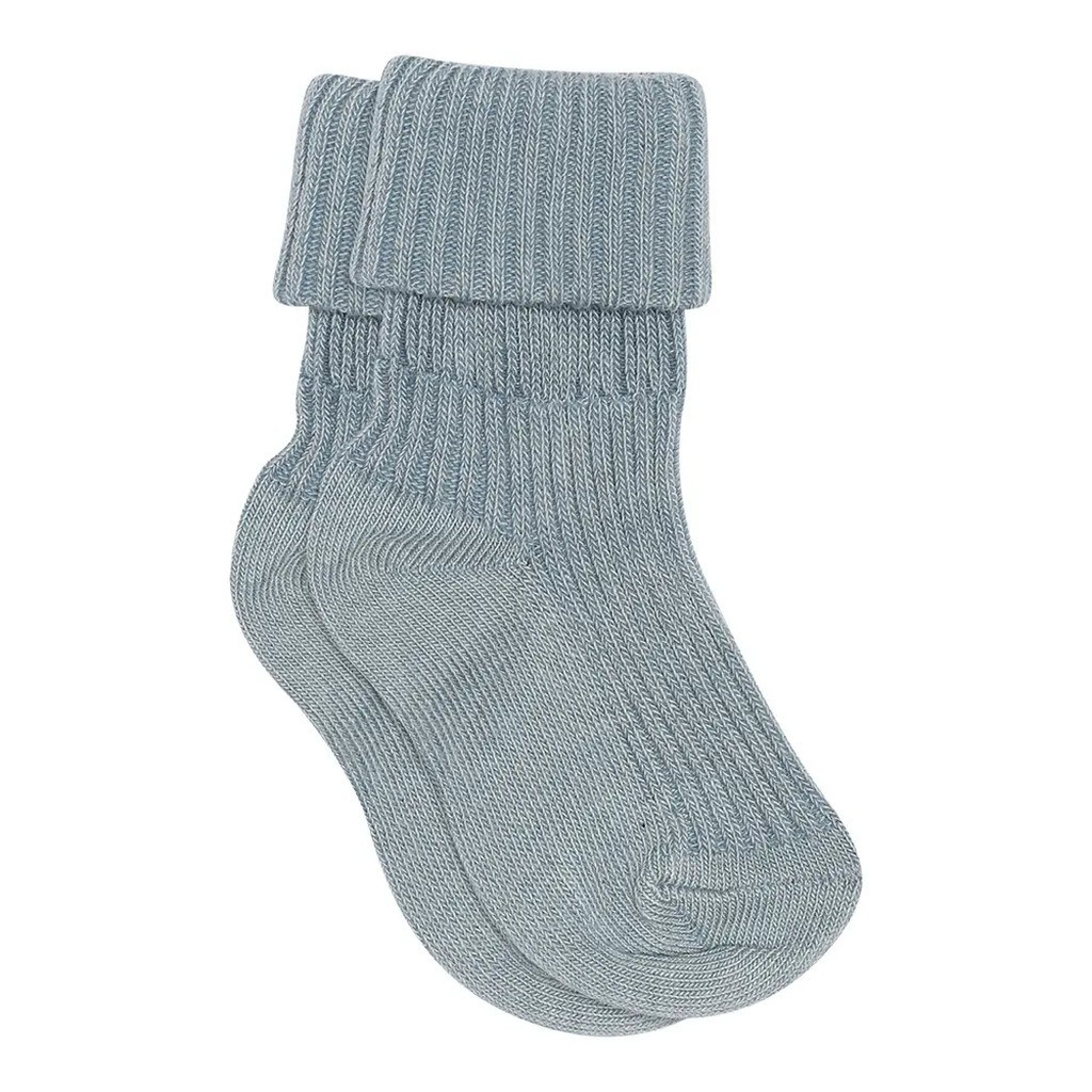 Baby rib ankelstrømpe - Dusty Blue - 15/16