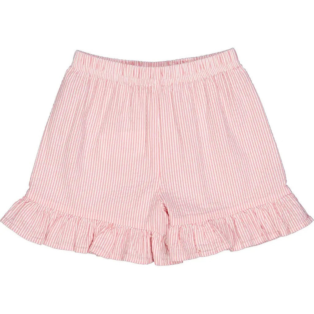 Seersucker stripe flæseshorts - Balsam cream/ Bubblegum - 116
