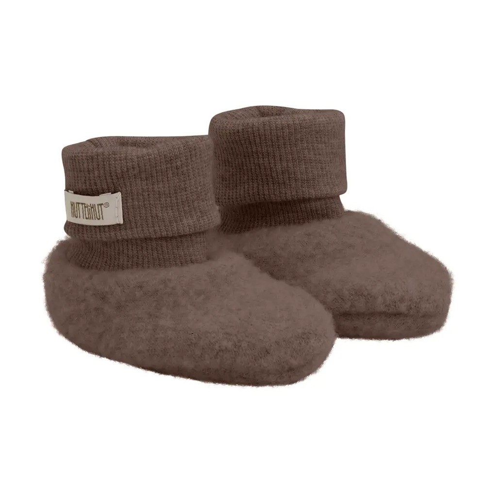 Uld Fleece Footies - Brown melange - 62/68