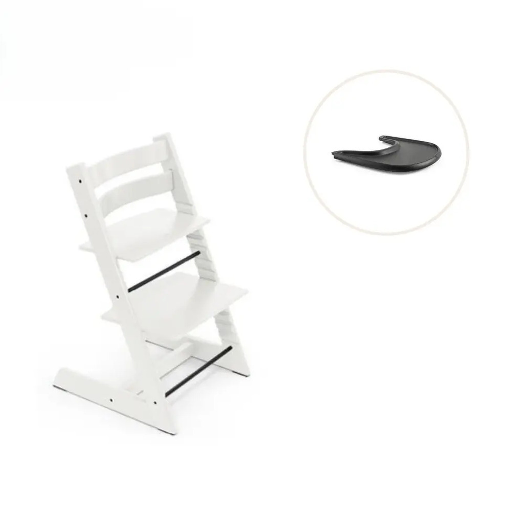 Højstol inkl. tray - hvid/sort