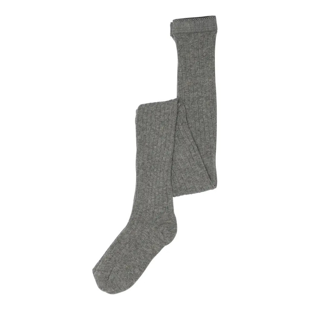 Basic Rib Strømpebuks - 491-Grå M. - 110