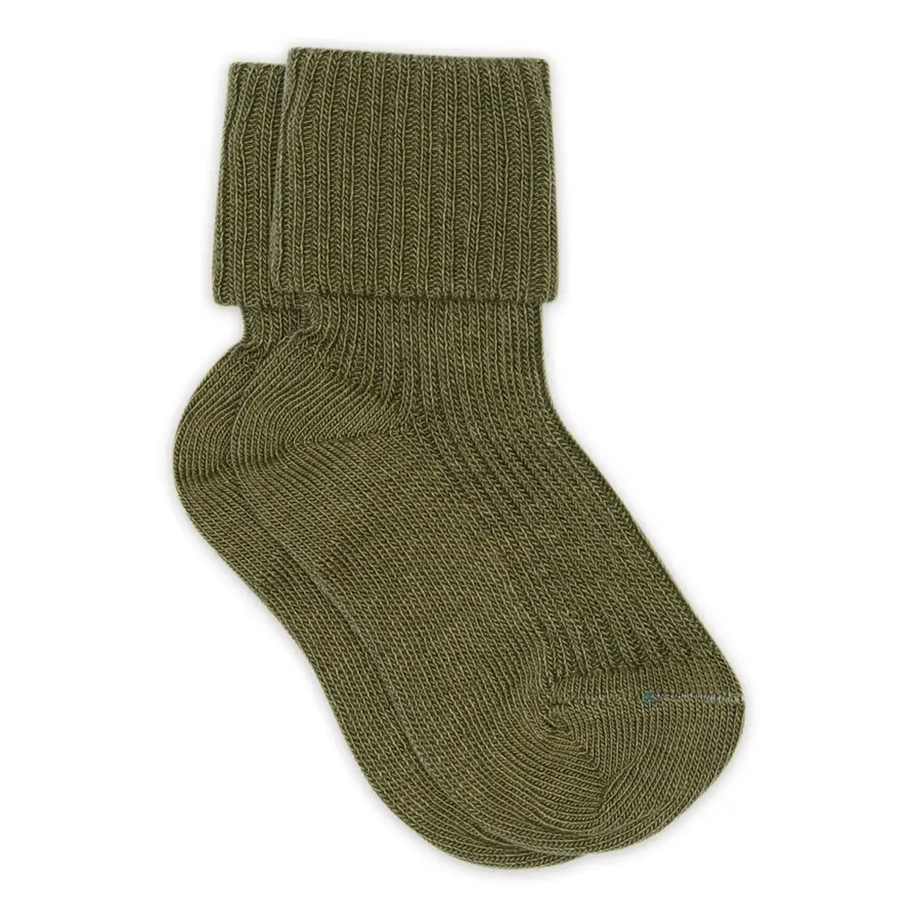 Baby rib ankelstrømpe - Olivine - 22/24