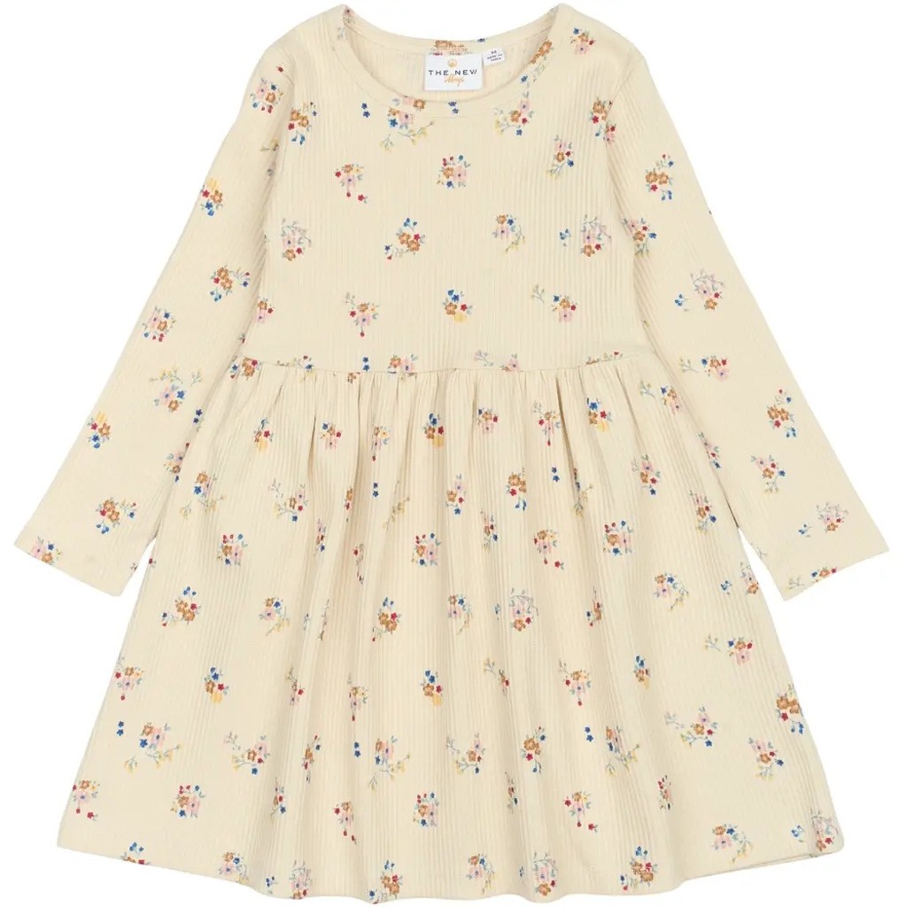Naya LS Rib Kjole - WHITE SWAN - 98