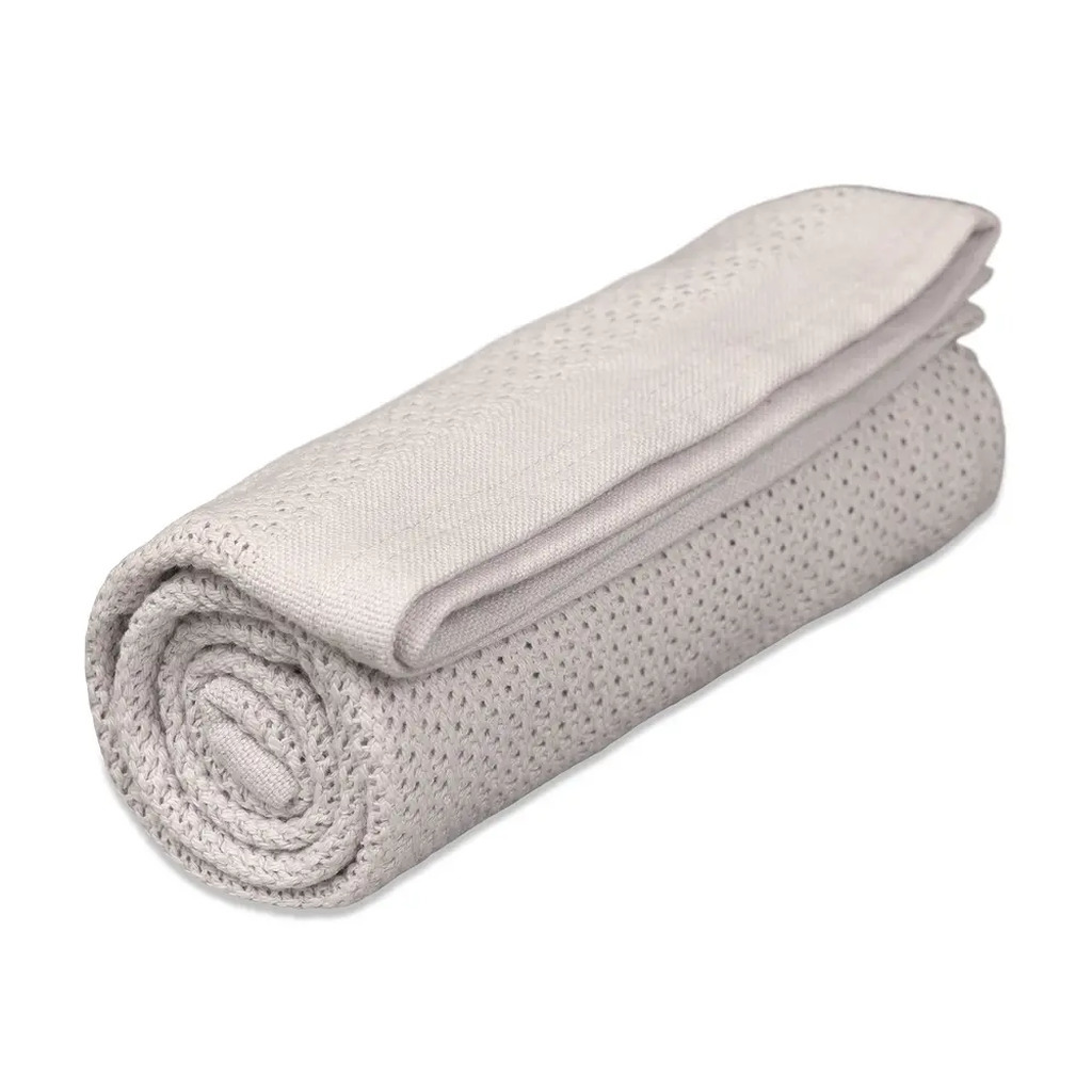 Striktæppe, bomuld, Dove Grey