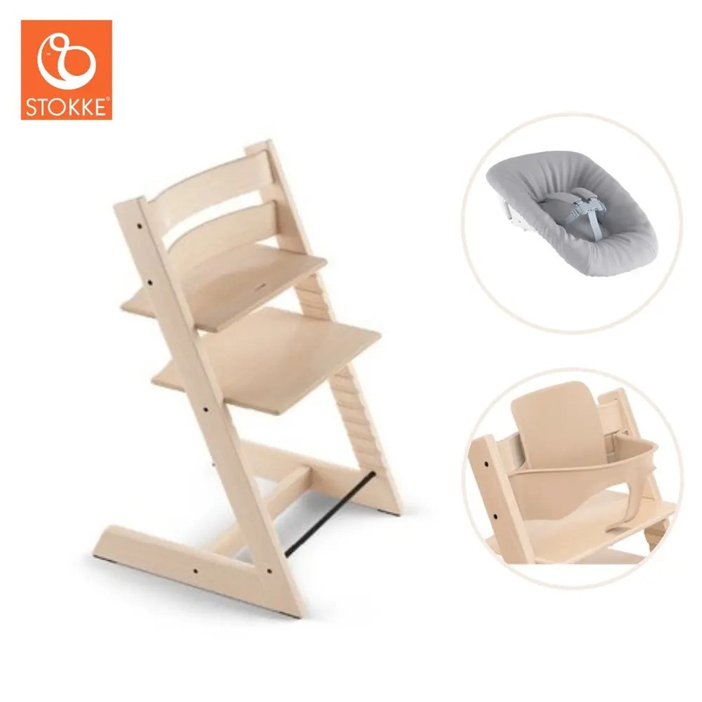 Højstol inkl. newborn sæt og babysæt - natur