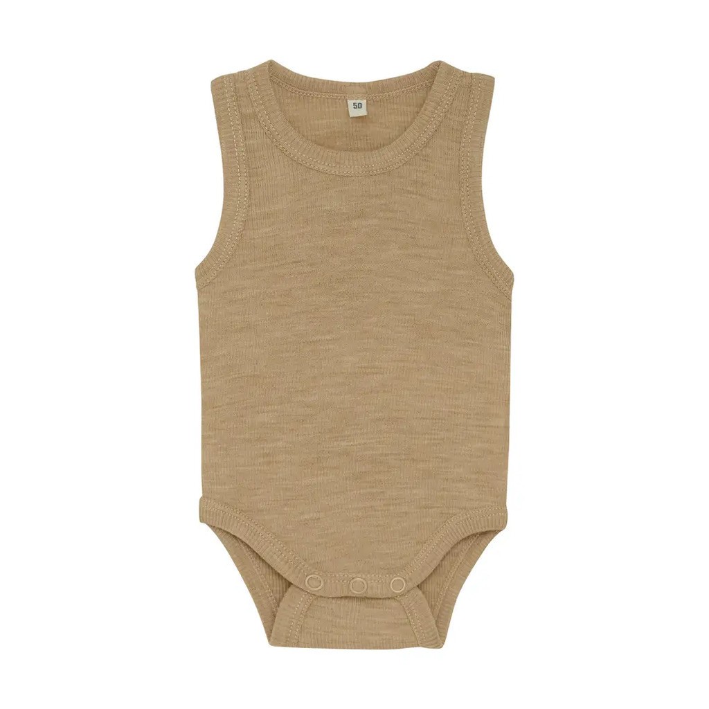 Uld body uden ærmer - Light Camel Melange - 60