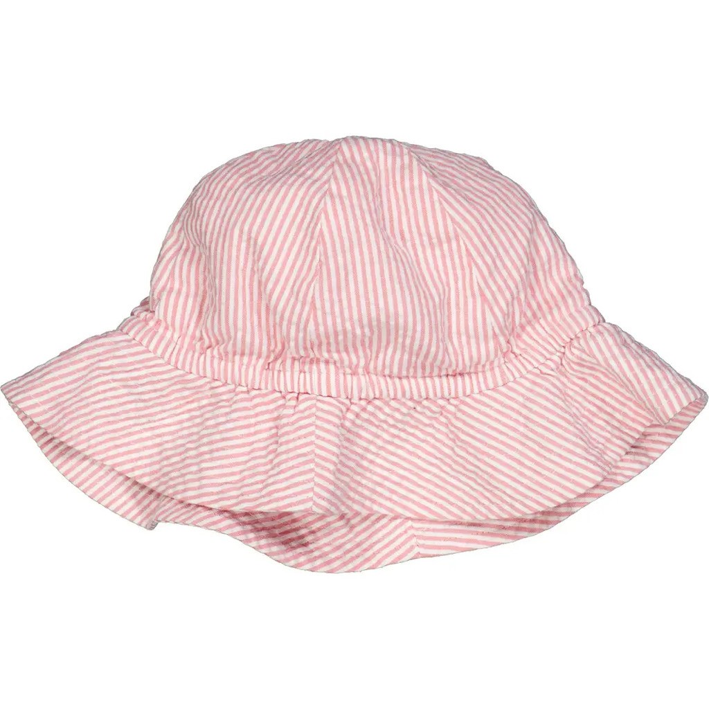 Seersucker stripe sommerhat - Balsam cream/ Bubblegum - 92/98