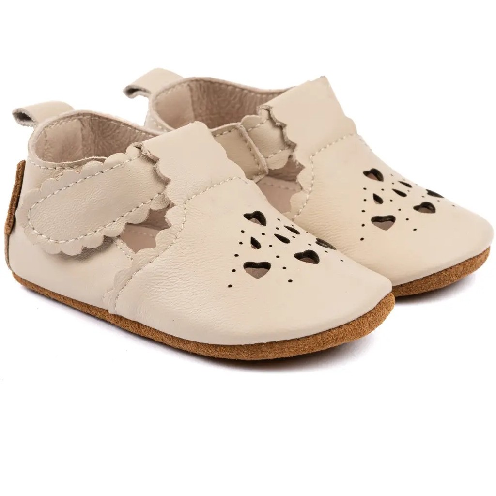 Prewalker Læder Sandal hjerte - WHITE SWAN - 12-18 MDR.