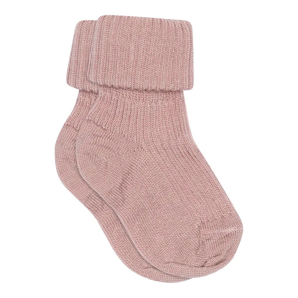 Uld Ankelstrømpe I Rib - Wood Rose - 19/21