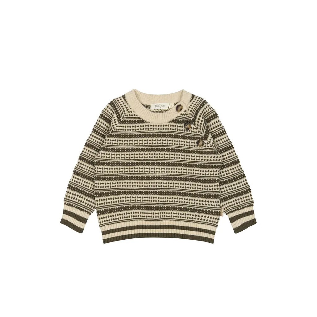 Striksweater - Dark Off White/Dusty Moss - 116