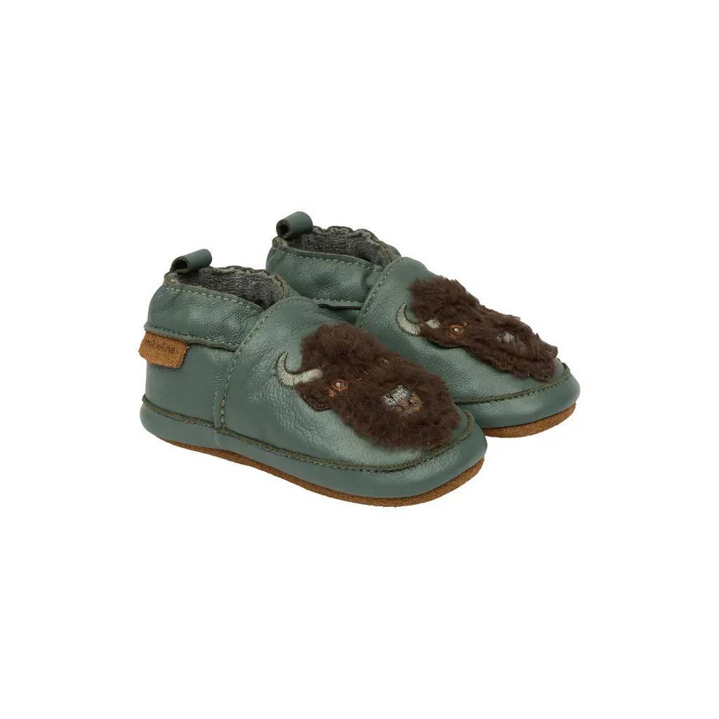 Læder Slipper - 3D - Balsam green - 18-24 MDR.