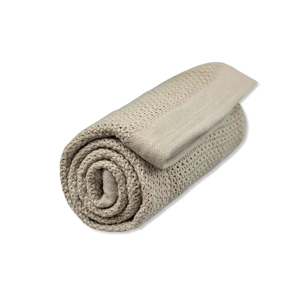 Striktæppe, bomuld - Pebble grey