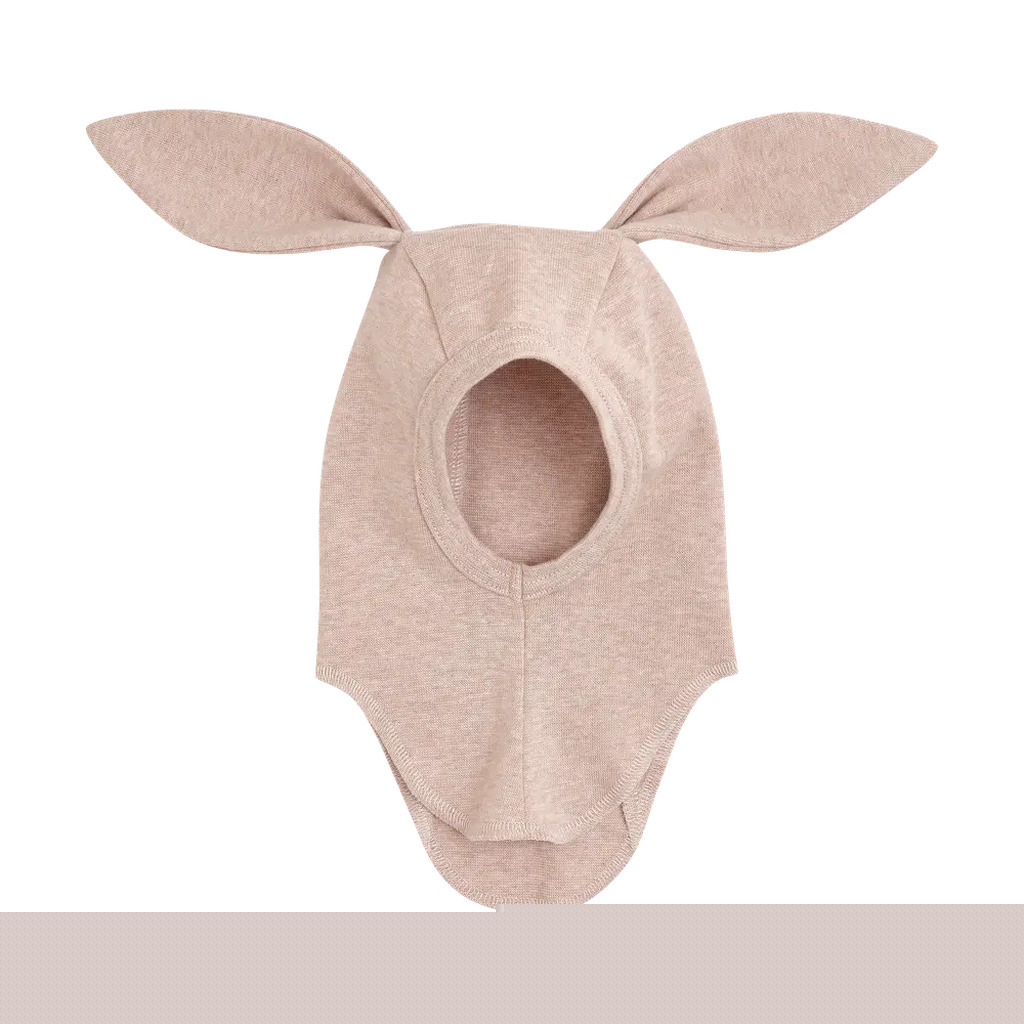 Elefanthue m. Ører Bomuldsrib - Camel Melange - 3-6 MDR.