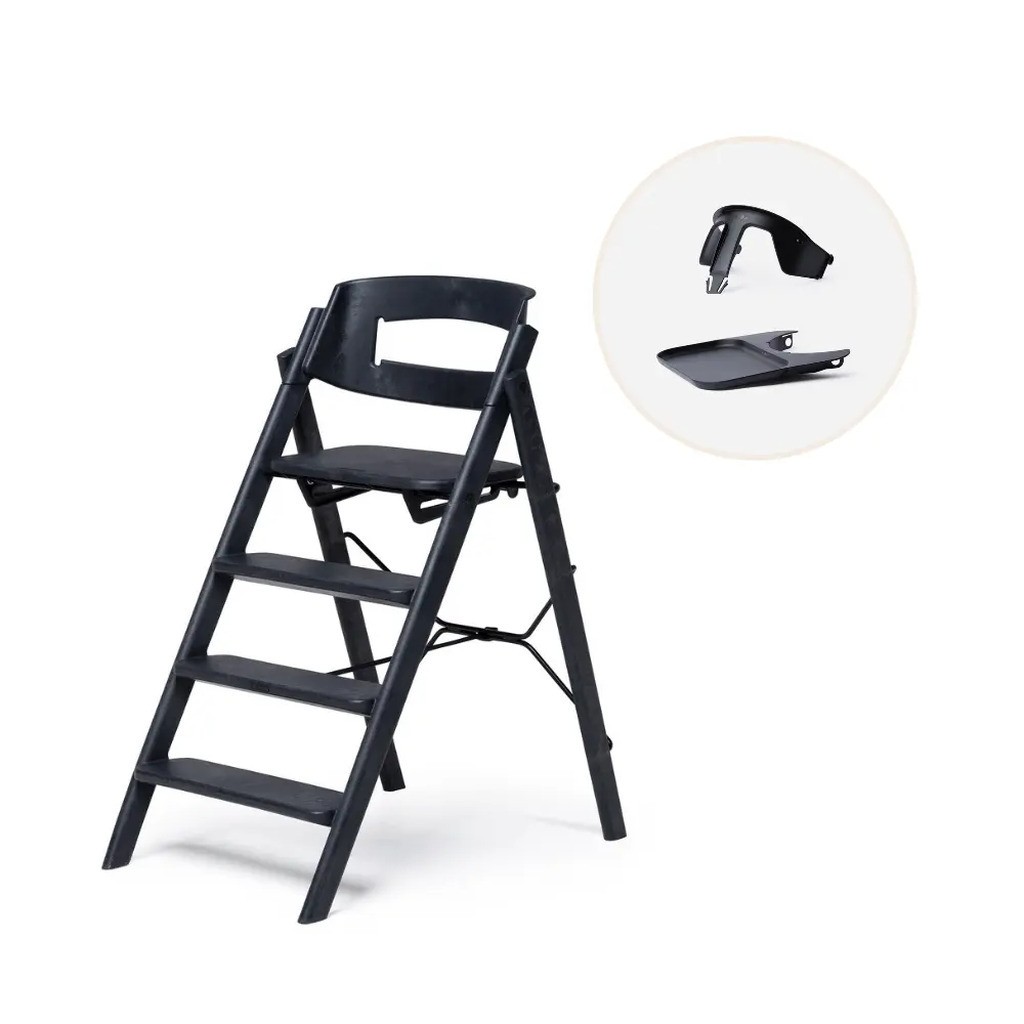 Klapp højstol genbrugsplast inkl. bøjle og bakke - Sort