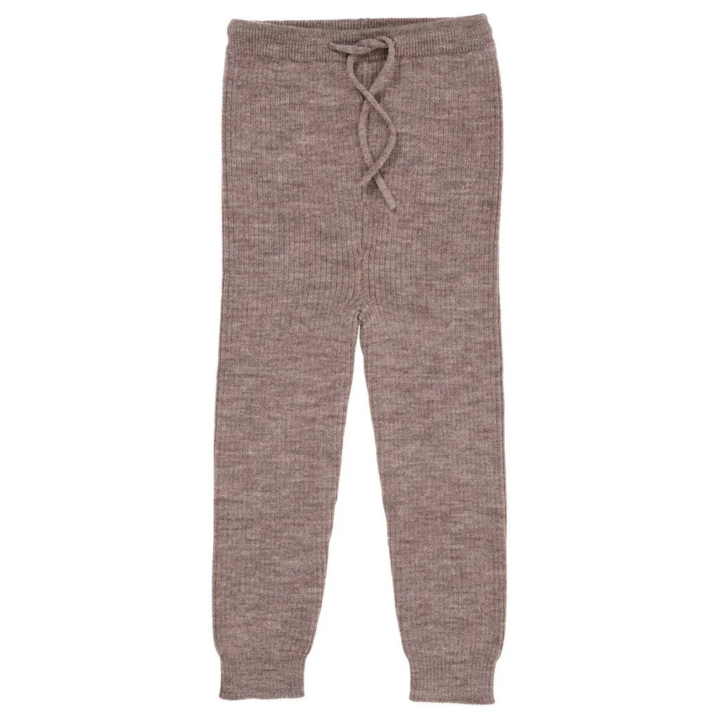 Klassisk merino rib leggings m. bindebånd - unisex - NATURAL - 56