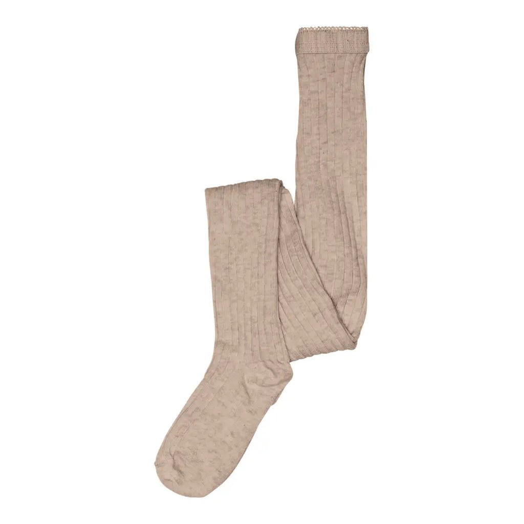 Basic Rib Strømpebuks - Light Brown Melange - 130