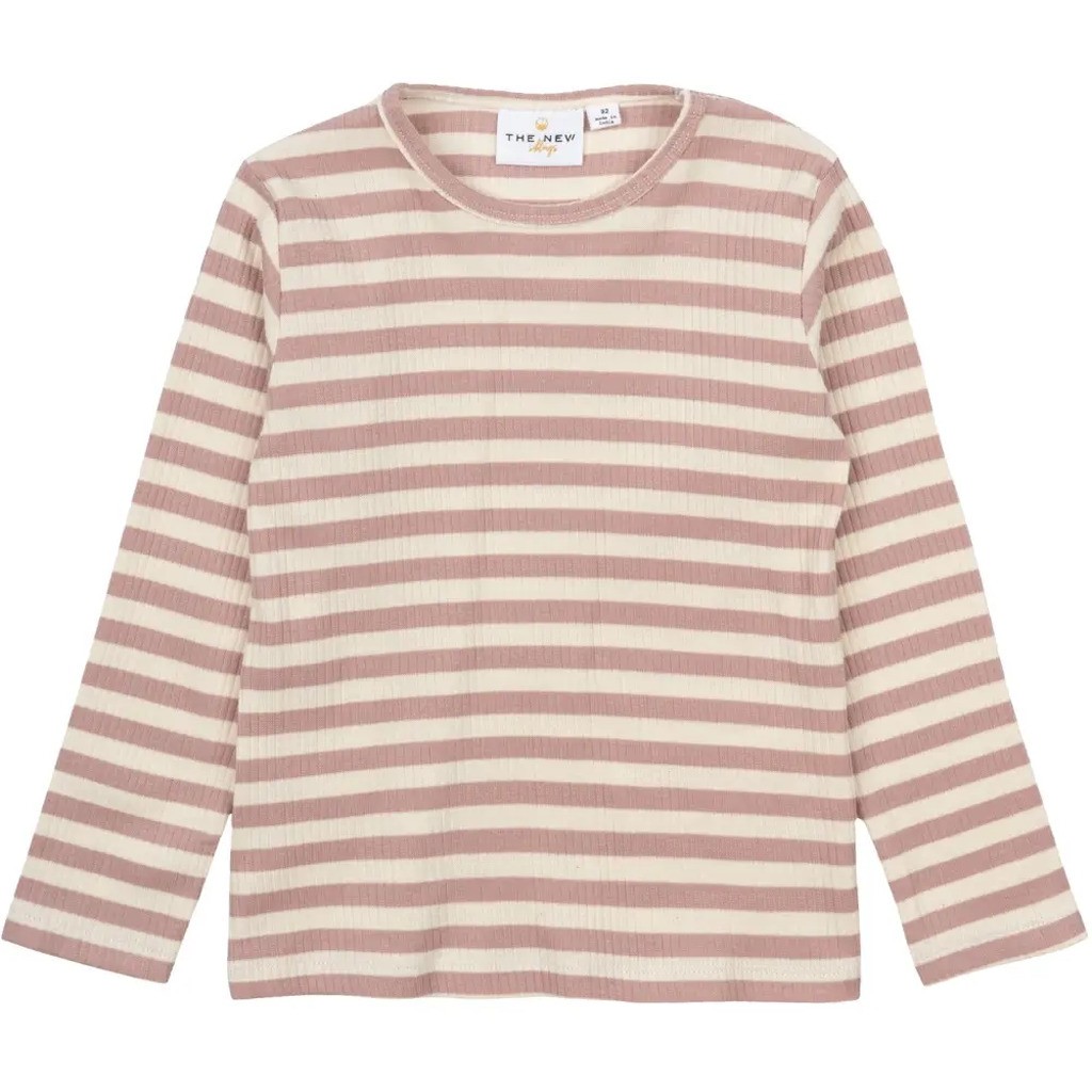 Fro Uni LS Rib T-shirt - Rose stripe - 92