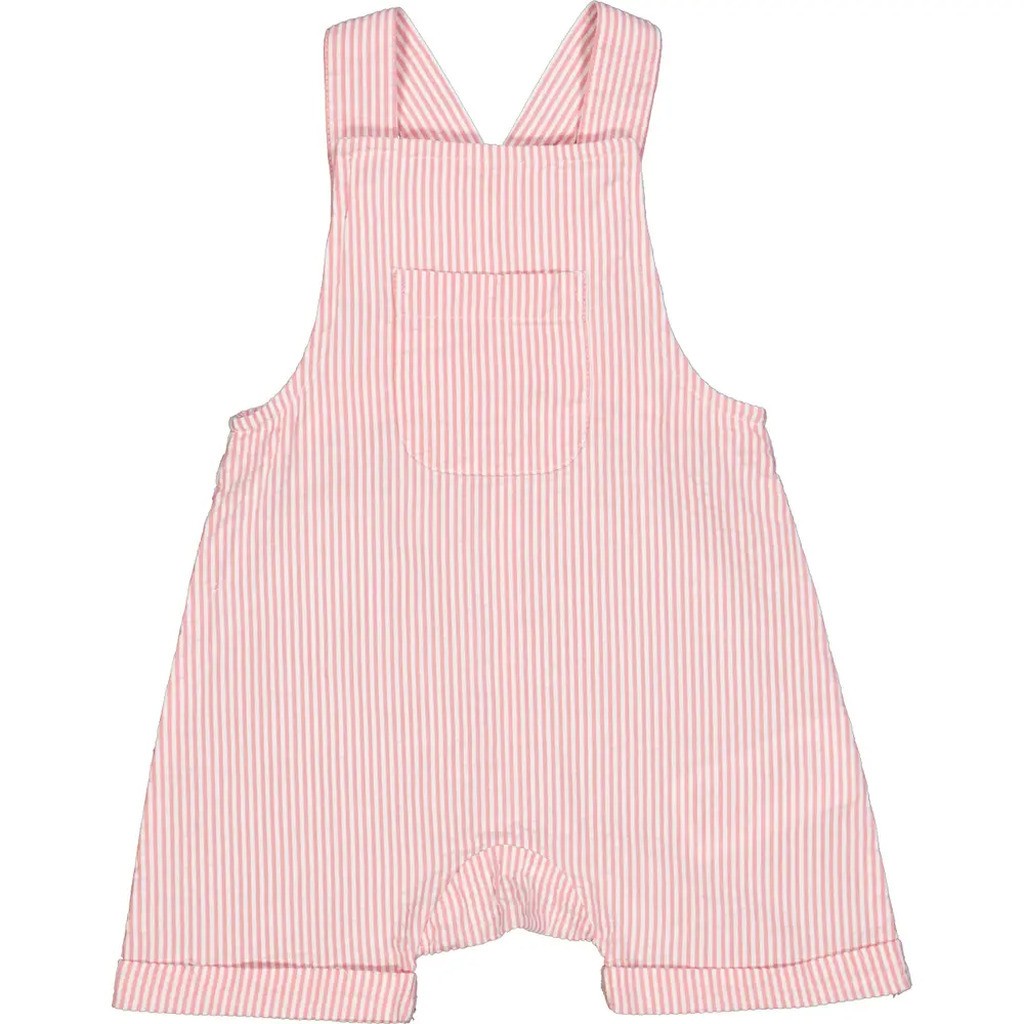 Seersucker stripe smækbukser - Balsam cream/ Bubblegum - 80