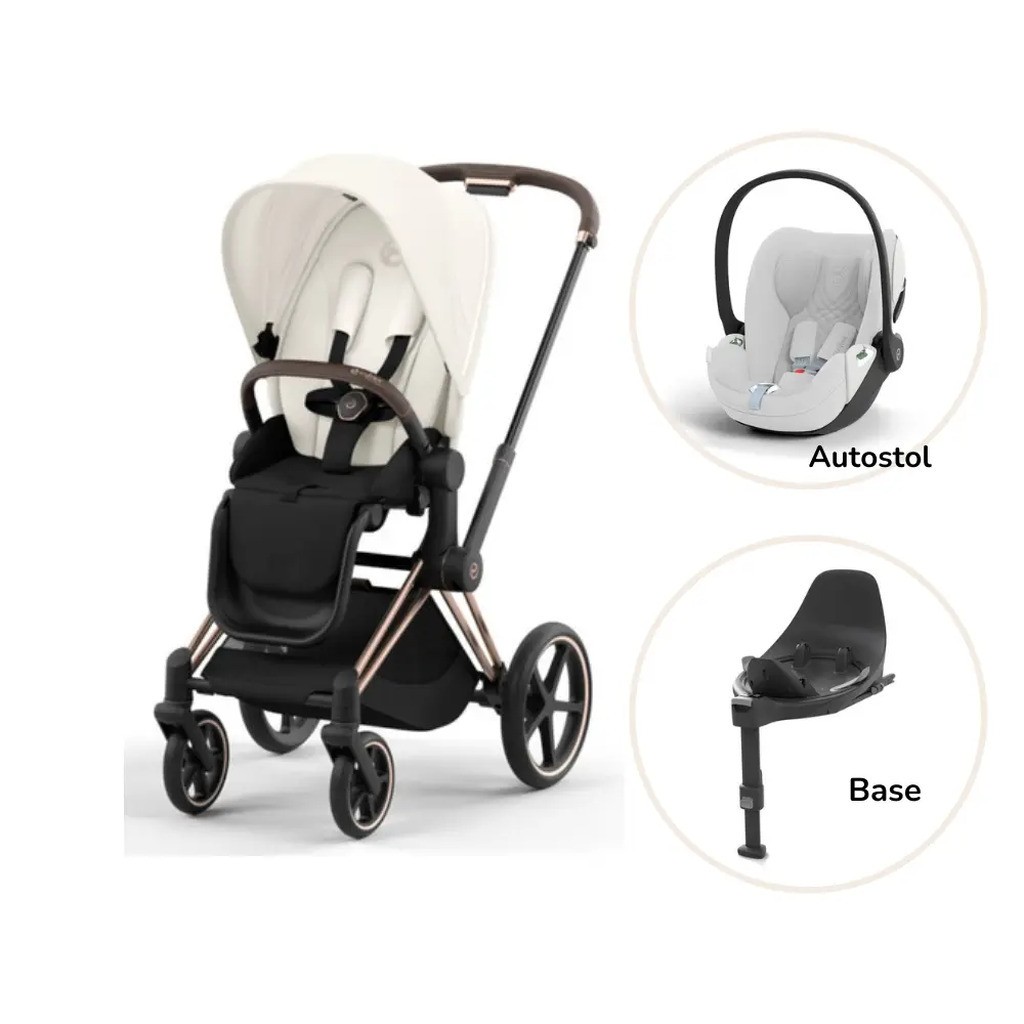 Priam klapvogn inkl. cloud T og base - off white/rosegold PLUS