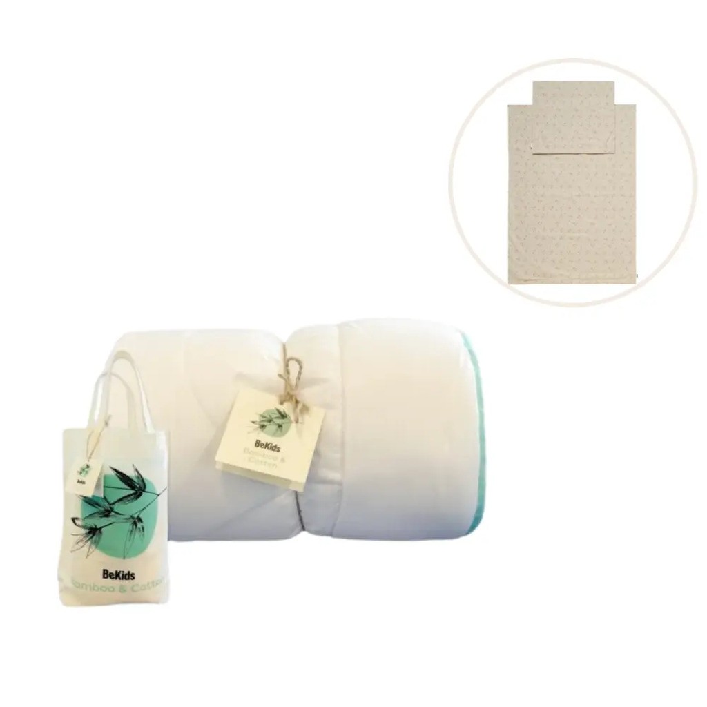 Bambus babydyne med sengetøj - Misty rose