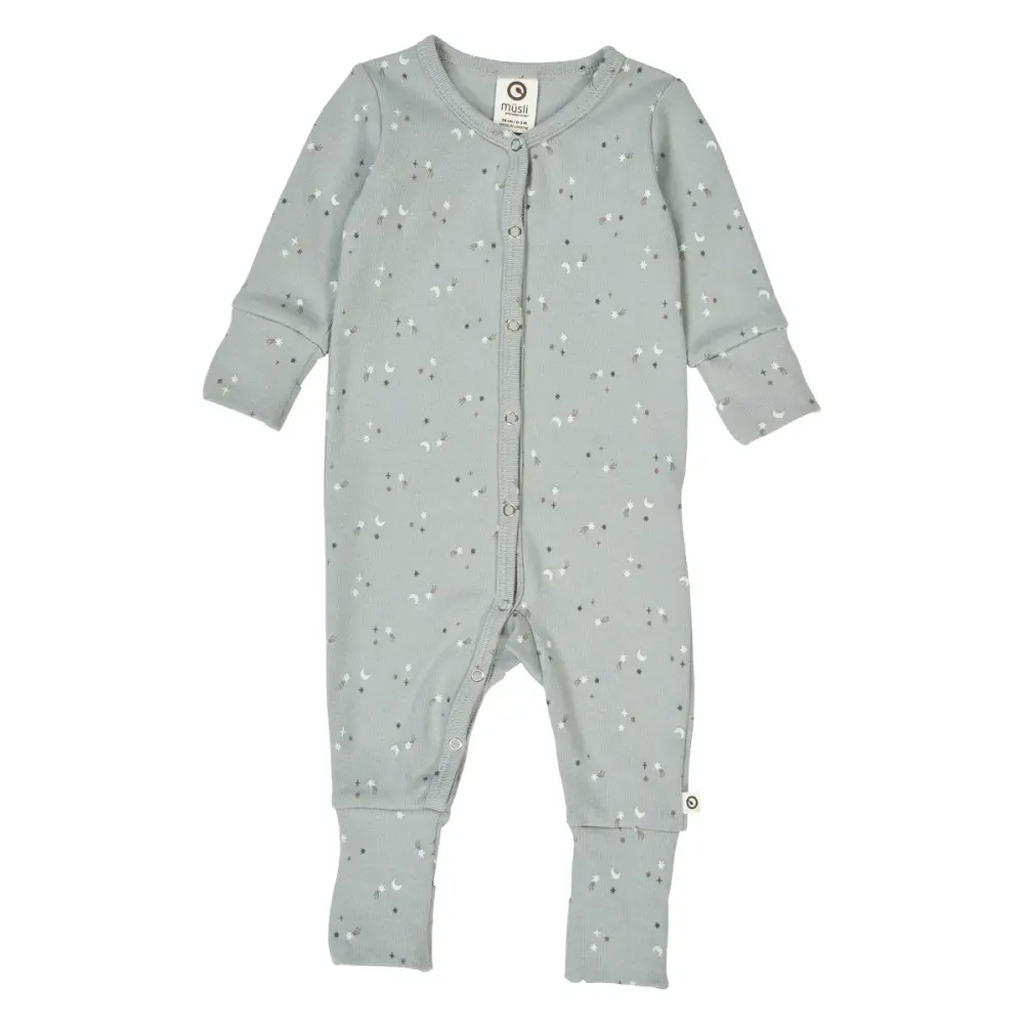 Stars Rib Heldragt m. Fødder - Jasmin blue/ Walnut/ Stormy blue - 74