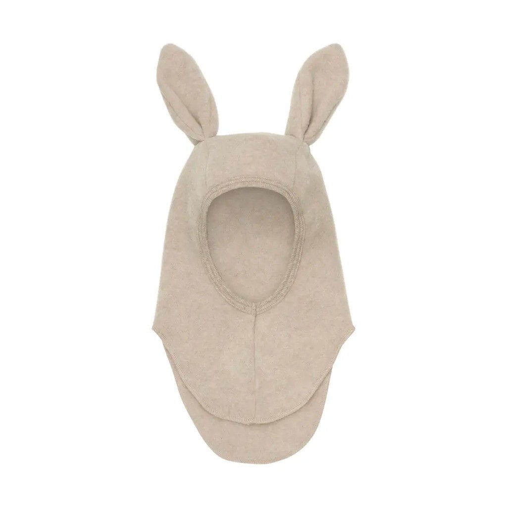 Elefanthue m. Ører Uld Fleece - Camel Melange - 0-12 MDR.