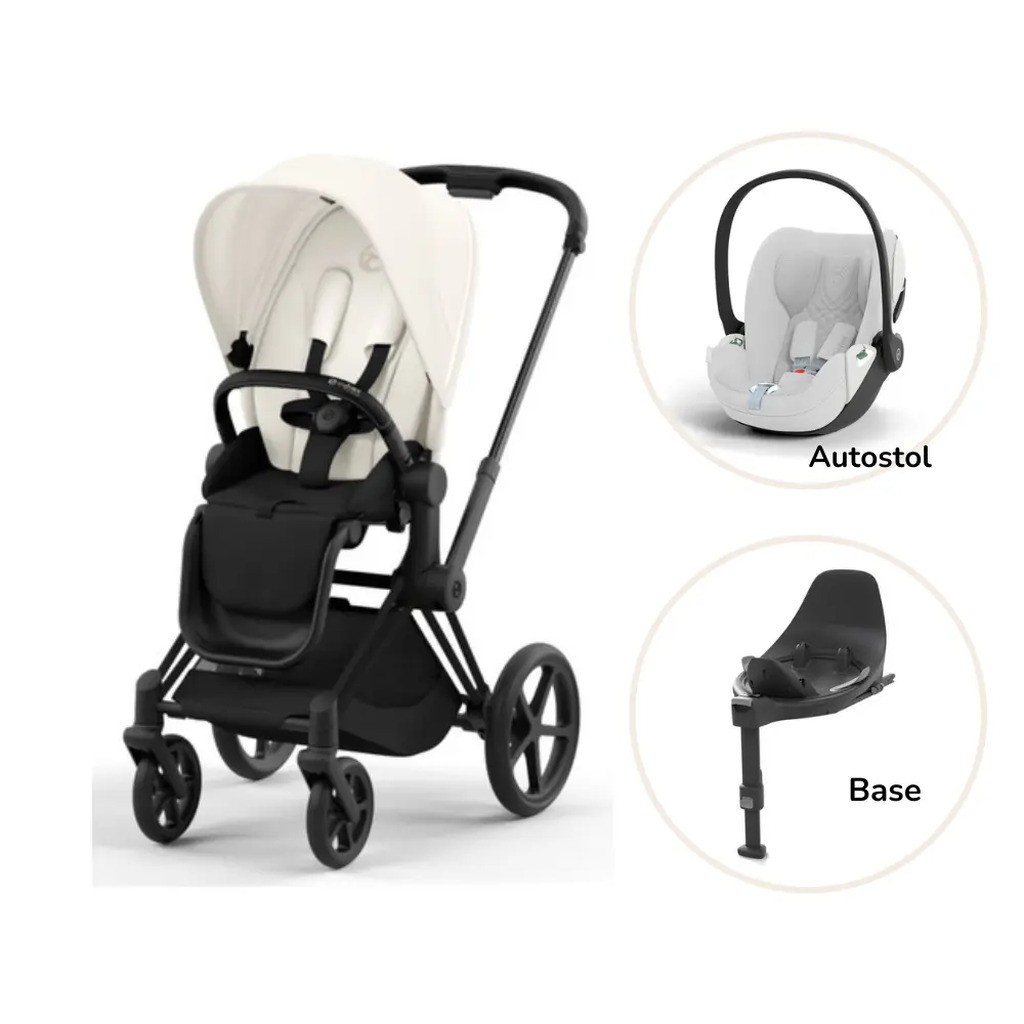 Priam klapvogn inkl. cloud T og base - off white/matt black PLUS