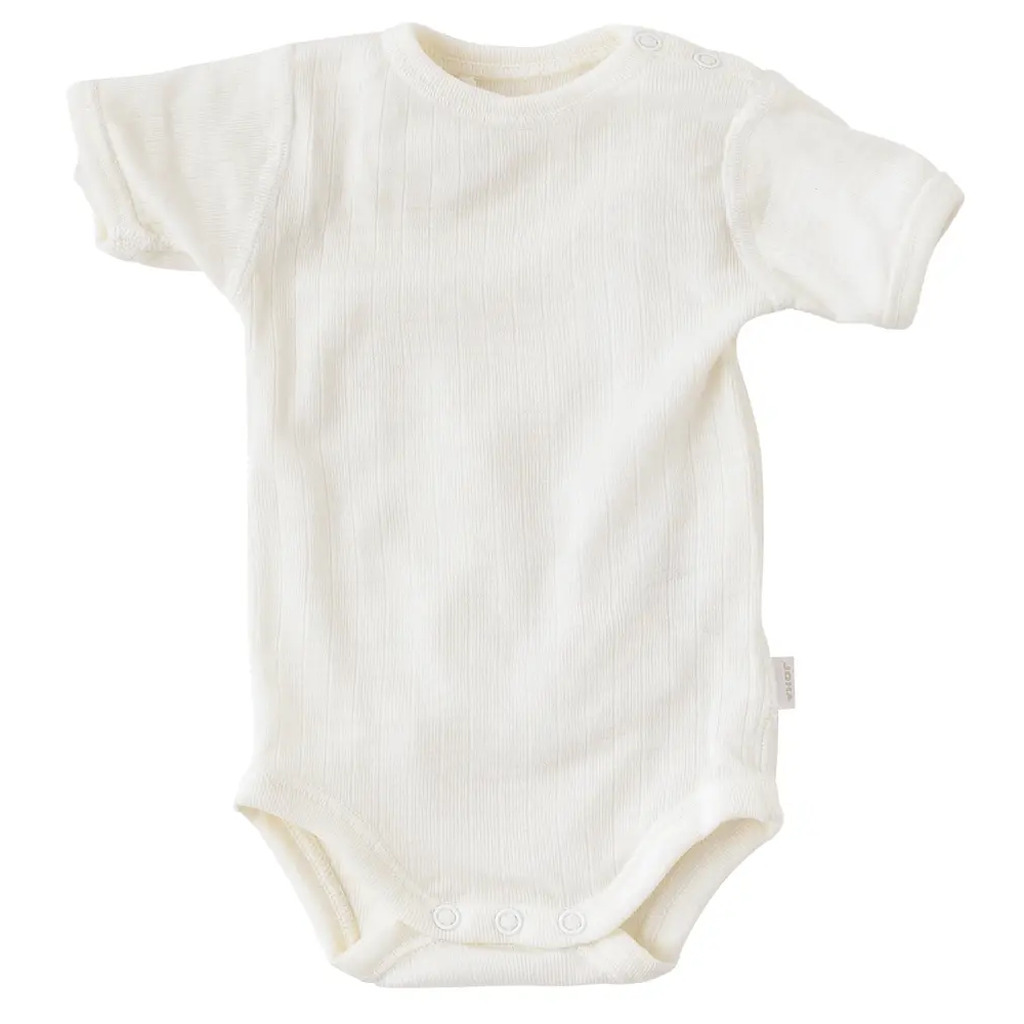 Kort Ærmet Body i Rib - Joha Uld - Natur - 90