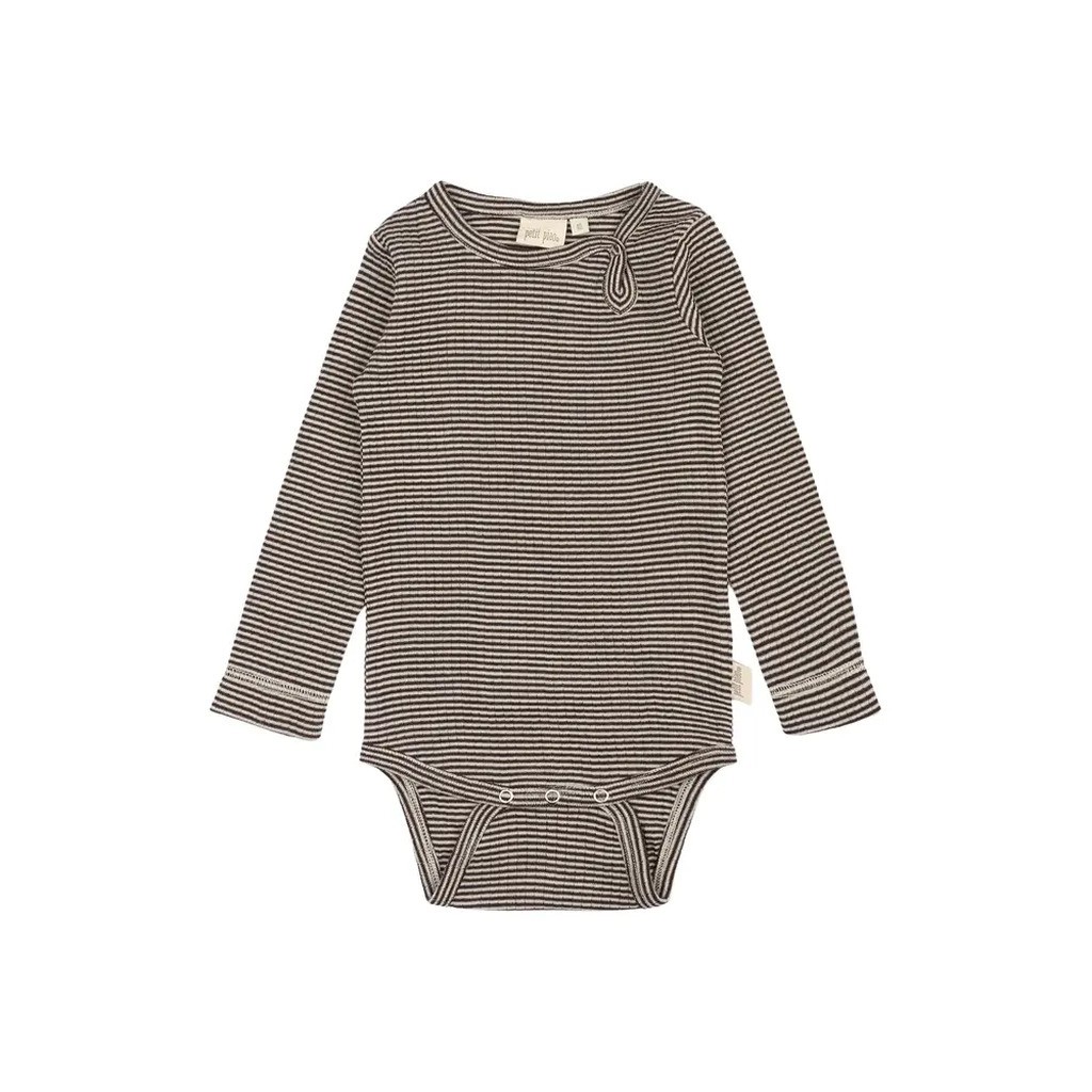 Dante Uld Body Langærmet - Coffee Bean/Dark Off White - 74