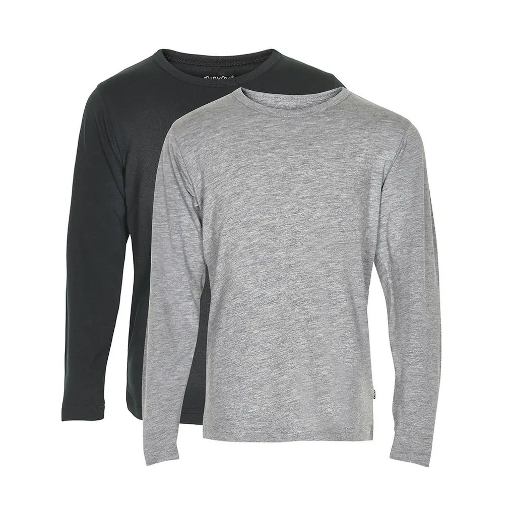 Langærmede T-shirts (2-pak) - Grå 193 - 146