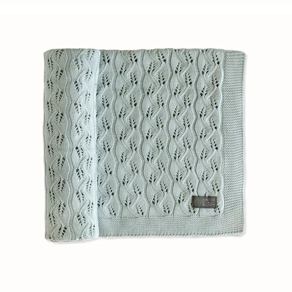 Striktæppe, bomuld, ECO - Sage green