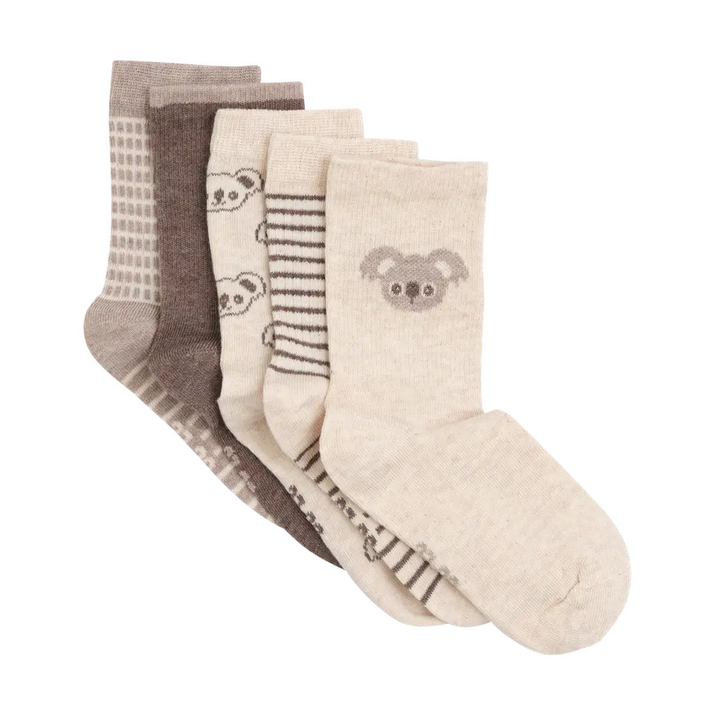 Strømpe m. mønster (5-pak) - Chestnut - 27\30