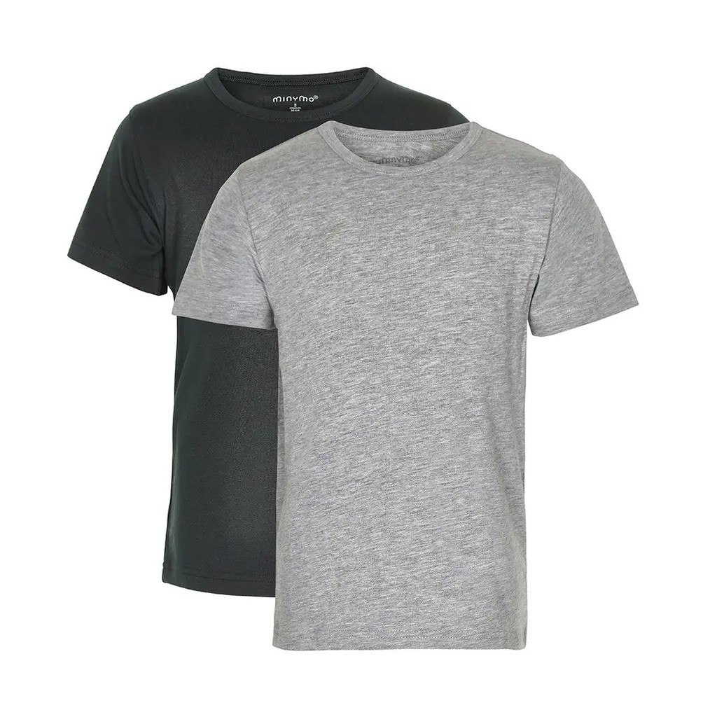 2 Pak Basic T-Shirts - 193 Anthracite Black -   110