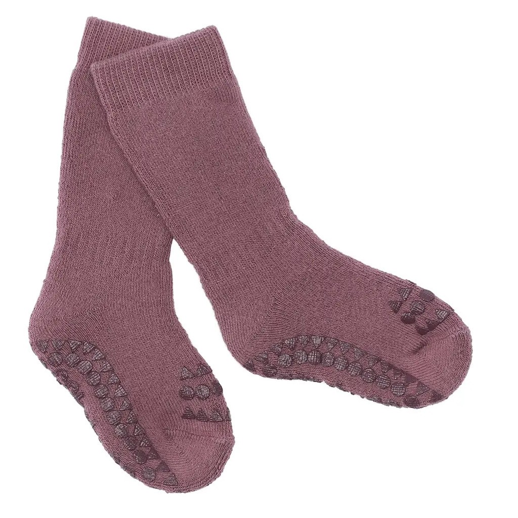 Skridsikre Strømper Tyk Bomuld - Misty plum - 2-3 ÅR