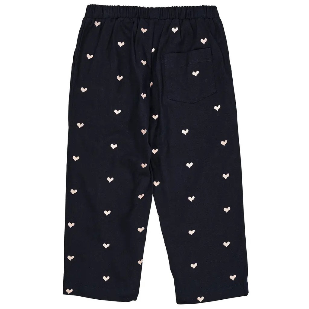 Twill bukser m. hjerter - NAVY/PINK - 98
