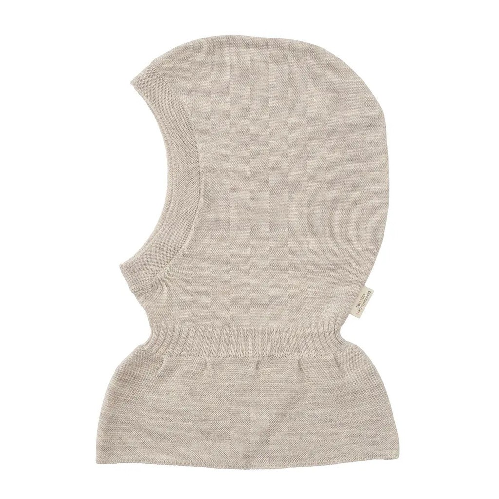 Strikket elefanthue m. flæse - LYS SAND - 48-50 CM
