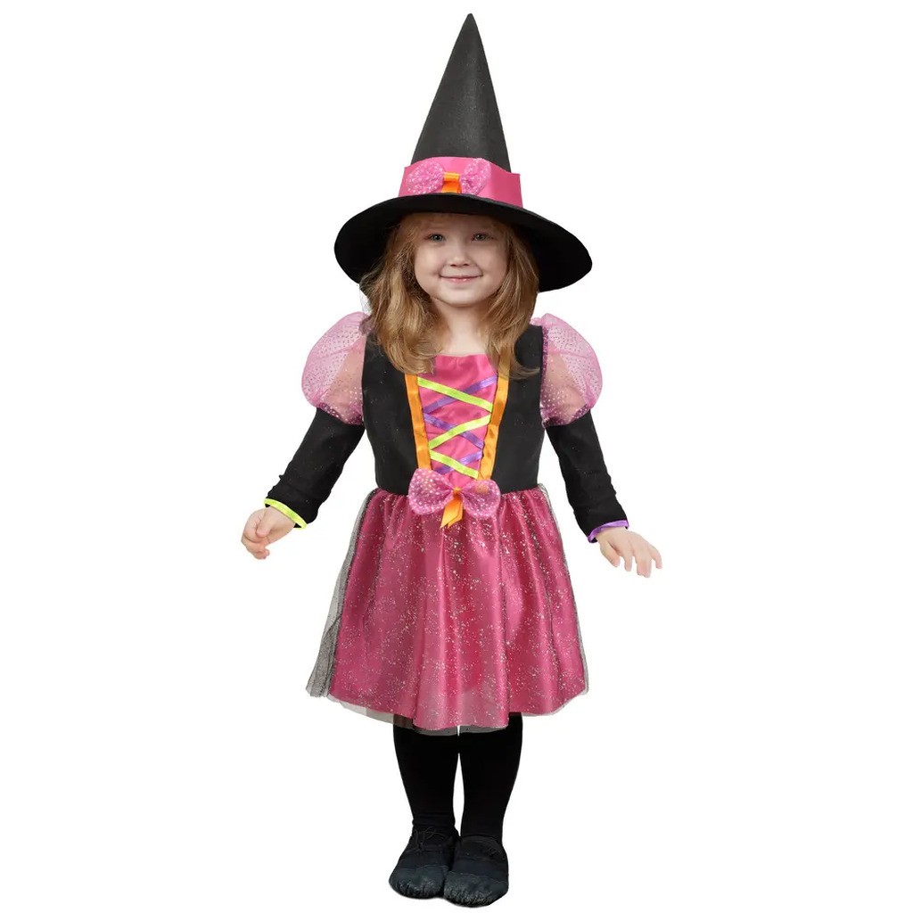 Witchy kostume - ROSA/SORT - 3-4 ÅR