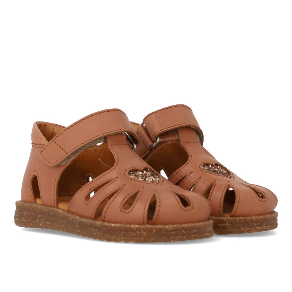 Begynder sandal med glitterhjerte - Clay/Clay Glitter - 23