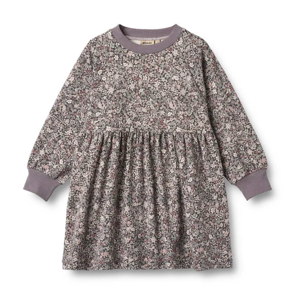 Dorthea Jersey Kjole - Purple stone flowers - 3 ÅR