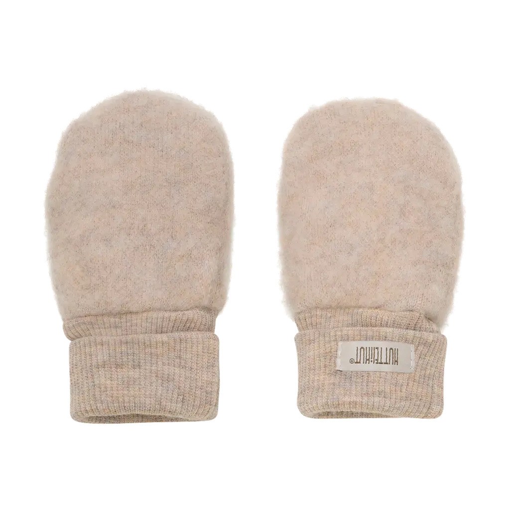 Uld Fleece Vanter - Camel melange - 86/92