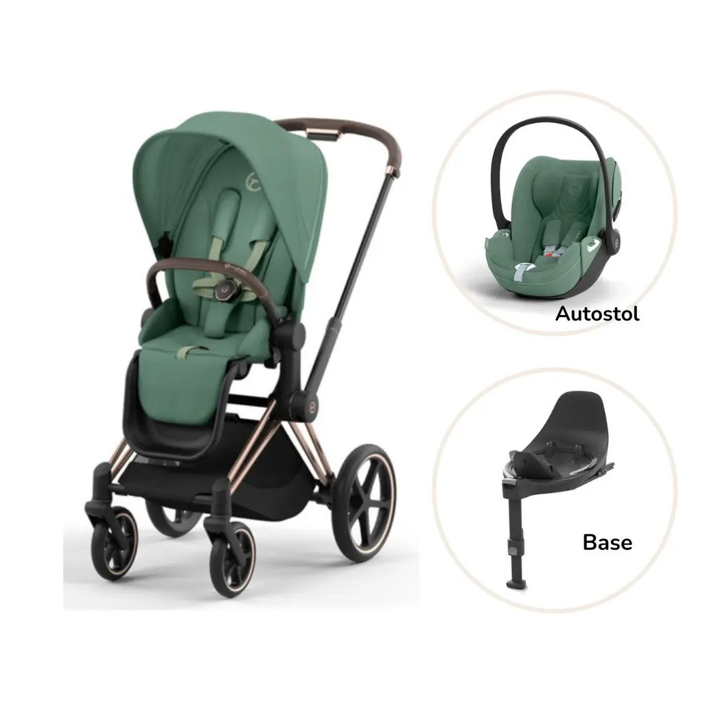 Priam klapvogn inkl. cloud T og base - leaf green/rosegold