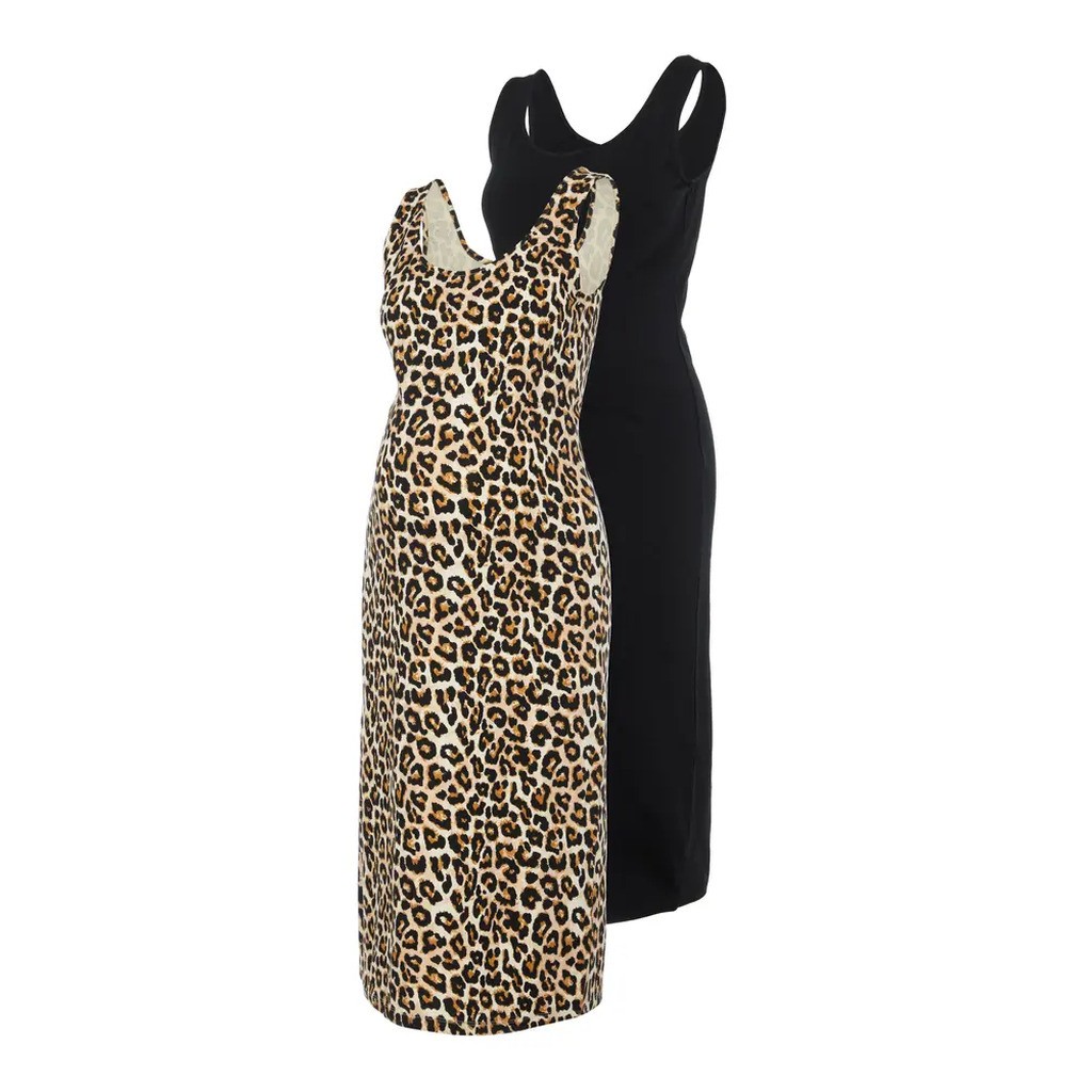 Sannie midi kjole 2-pak - BLACK - XL