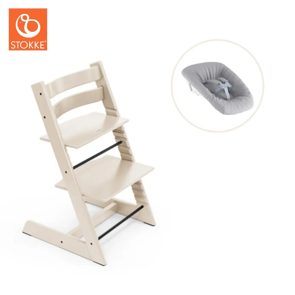 Højstol bøg inkl. newborn sæt - Vanilla White