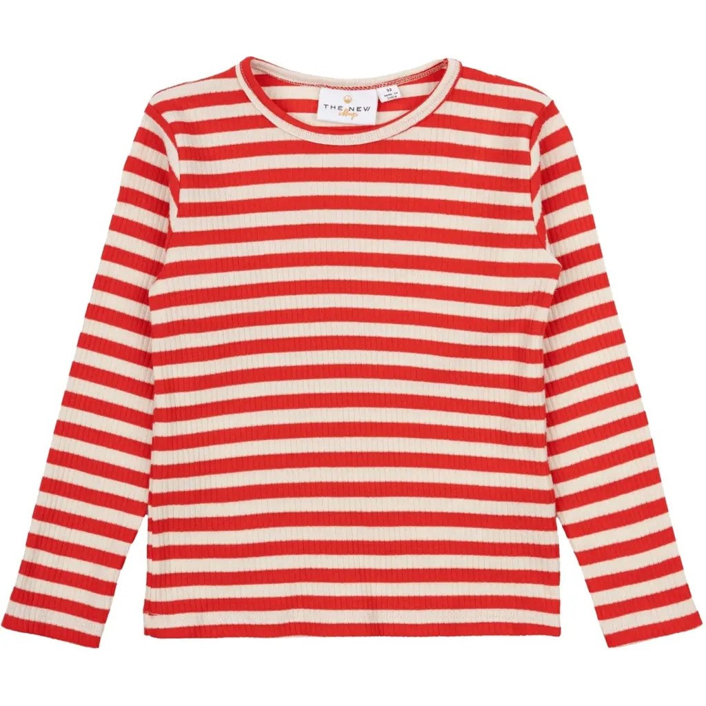Fro Uni LS Rib T-shirt - Red striped - 104